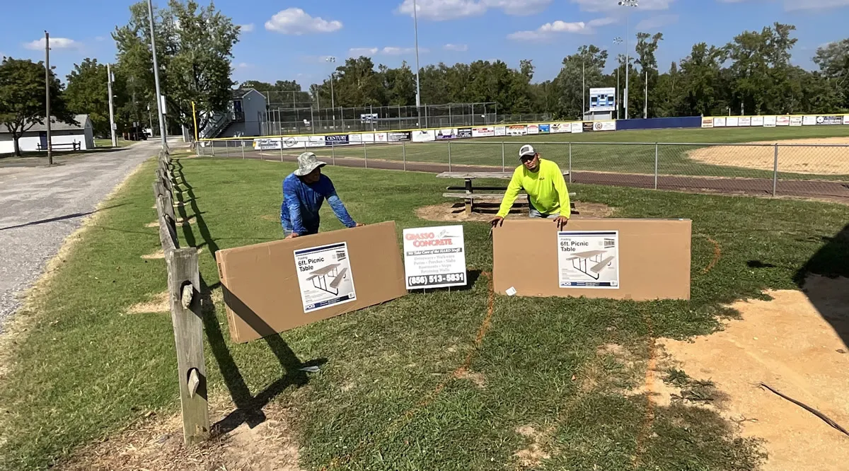 Volunteers at a community field event