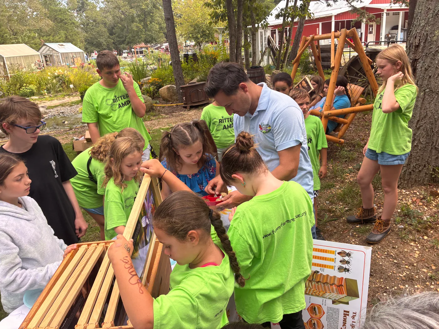 Showing the campers how the hive frames fit together