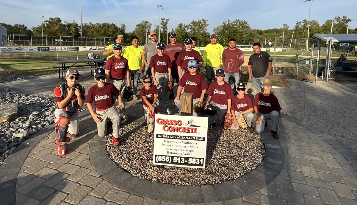 The Elmer Little League team at the new gathering space